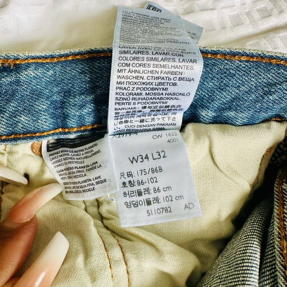 Levi’s 501 The Ben Stretch Medium Wash Button Fly Straight Leg Blue Jeans - Picture 9 of 12